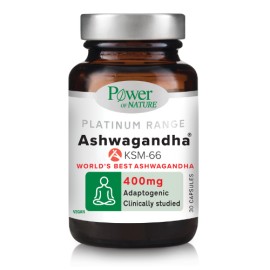Power Of Nature Platinum Range Ashwagandha 400mg - KSM 66 για Πνευματική / Σωματική Ευεξία & Μείωση του Άγχους 30 Κάψουλες