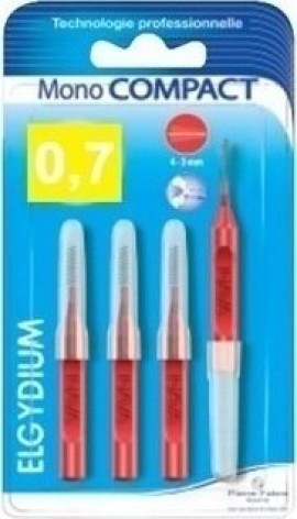 Elgydium Clinic Mono Compact 0.7mm, Μεσοδόντια βουρτσάκια, για την απομάκρυνση της πλάκας & των τροφών, 4 Τεμάχια