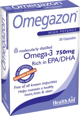 Health Aid Omegazon Συμπλήρωμα Διατροφής με Ωμέγα-3 Λιπαρά Οξέα για Καλή Λειτουργία της Καρδιάς & του Κυκλοφορικού 750mg 30 Κάψουλες