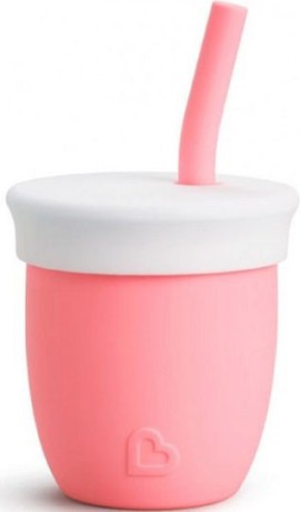 Munchkin Mint Cest Silicone! Ροζ Εκπαιδευτικό Ποτηράκι με Καλαμάκι για 6 Μηνών 118ml