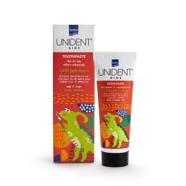 Intermed Unident Kids Toothpaste 1450ppm Παιδική Οδοντόκρεμα Φράουλα με Βιοδιαθέσιμο Ασβέστιο & Φθόριο για 6 Ετών και άνω 50ml