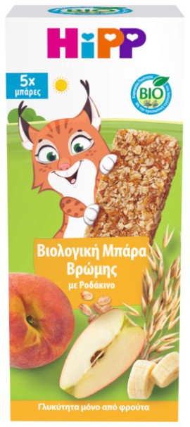 Hipp BIO Μπάρες Βρώμης Ροδάκινο για Παιδιά από το 3ο Έτος 100gr [5 Τεμάχια]