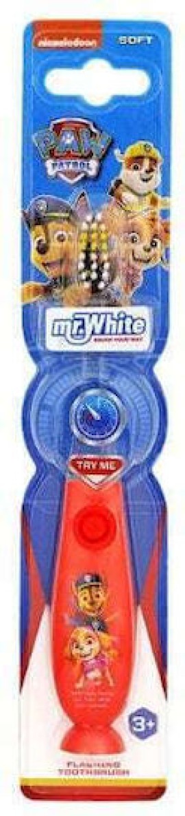 Mr.White Paw Patrol Flashing Soft Παιδική Οδοντόβουρτσα με Χρονόμετρο Μαλακή για 3+ Ετών Κόκκινο 1 Τεμάχιο