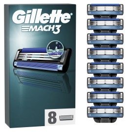 Gillette Mach 3 Ανταλλακτικές Κεφαλές Ξυριστικής Μηχανής με 3 Λεπίδες 8 Τεμάχια