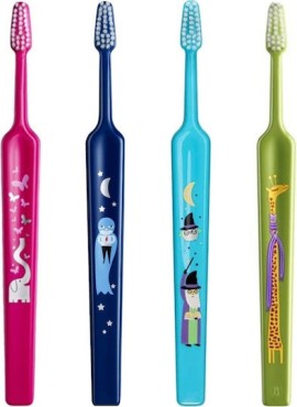 TePe Kids Zoo Soft Παιδική Οδοντόβουρτσα Πολύ Μαλακή για 3 Ετών+ Διάφοροι Χρωματισμοί 4 Τεμάχια
