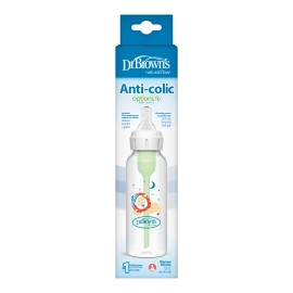 Dr Brown’s Options+ Anti-colic Μπιμπερό Πλαστικό Κατά των Κολικών με Στενό Λαιμό Λιοντάρι 0m+ 250ml