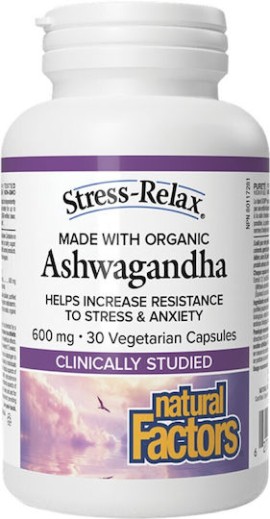 Natural Factors Ashwagandha 600mg για το Άγχος & το Στρες 30 Φυτικές Κάψουλες