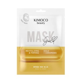 Kimoco Sheet Mask Gold & Ceramides Αναζωογονητική, Συσφικτική Υφασμάτινη Μάσκα Προσώπου με Κολλοειδή Χρυσό & Κεραμίδια 23ml