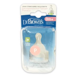 Dr. Browns Natural Flow Θηλή Σιλικόνης Για Μπιμπερό Με Στενό Λαιμό Για Πρόωρα Βρέφη (0m+) 2τμχ