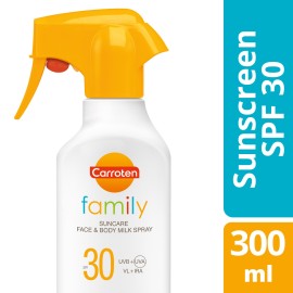 Carroten Family Suncare Milk Spray SPF30 Αντηλιακό Γαλάκτωμα Προσώπου & Σώματος σε Μορφή Spray για Εύκολη Εφαρμογή για Όλη την Οικογένεια 300ml