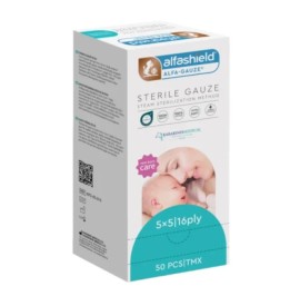 Alfashield New Born 5x5cm Αποστειρωμένη Γάζα με Μέθοδο Αποστείρωσης Ατμού 50 Τεμάχια