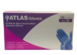 ATLAS Vi-Nitrile Blue Γάντια Νιτριλίου Μπλε Μέγεθος:Medium Χωρίς Πούδρα 100 Τεμάχια