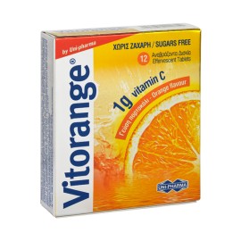 Uni Pharma Vitorange 1gr Vitamin C Συμπλήρωμα Διατροφής με Βιταμίνη C Γεύση Πορτοκάλι 12 Αναβράζοντα Δισκία