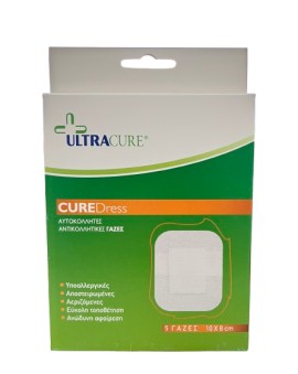 Gold Med Ultra Cure Cure Dress Αυτοκόλλητες Αντικολλητικές Γάζες 10x8cm 5 Τεμάχια
