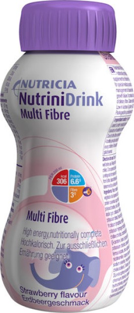 Nutricia NutriniDrink Multi Fibre Θρεπτικό Ρόφημα Φυτικών Ινών για Παιδιά άνω του 1 Έτους – Φράουλα 200ml