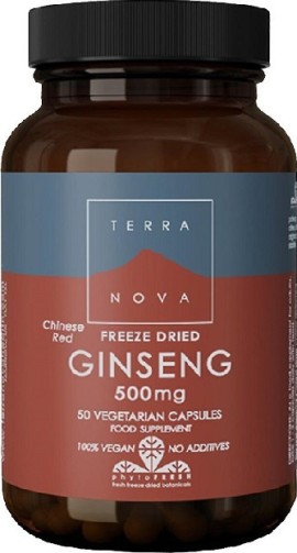 Terranova Chinese Red Ginseng 500mg Συμπλήρωμα Διατροφής Για Τόνωση Του Οργανισμού 50 Κάψουλες