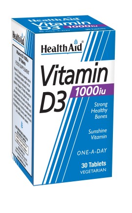 Health Aid Vitamin D3 1000 i.u. Συμπλήρωμα Βιταμίνης D3 για τη Διατήρηση της Υγείας των Οστών & του Ανοσοποιητικού 30 Ταμπλέτες