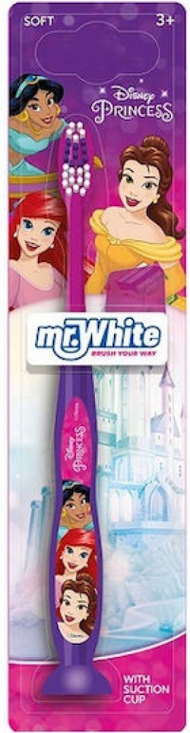 Mr.White Disney & Princess Soft Παιδική Οδοντόβουρτσα με Μωβ Καπάκι για 3+ Ετών Μαλακή 1 Τεμάχιο