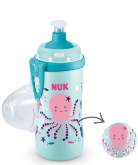 Nuk Junior Cup Παγουράκι που Αλλάζει Χρώμα για 18m+ με Καπάκι Push Pull Σιλικόνης Ρόζ Χταπόδι 300ml [10.255.576]