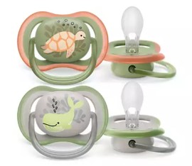 Avent Philips Ultra Air Πιπίλα Σιλικόνης για 6-18m Γκρι / Πράσινο Χελώνα - Φάλαινα 2 Τεμάχια [SCF085/60]