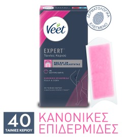 Veet Easy Gel Ταινίες Αποτρίχωσης Ποδιών Κρύο Κερί για Κανονικές Επιδερμίδες 40 Ταινίες