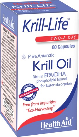 Health Aid Krill-Life Oil 500mg Συμπλήρωμα Διατροφής για την Υγιή Καρδιακή & Εγκεφαλική Λειτουργία 60 Κάψουλες