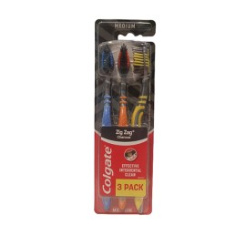 Colgate PROMO ZigZag Charcoal Οδοντόβουρτσα με Ενεργό Άνθρακα Μέτρια Μπλε/Πορτοκαλί/Κίτρινο 3 Τεμάχια