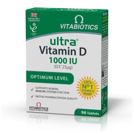 Vitabiotics Βιταμίνη D 1000 IU στην D3 Μορφή για την Υγεία Οστών, Δοντιών, Μυών & Ενίσχυση του Ανοσοποιητικού 96 Ταμπλέτες