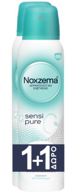 Noxzema PROMO Sensipure Spray Γυναικείο Αποσμητικό 48ωρης Προστασίας 0% Άλατα Αλουμινίου 2x150ml