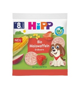 Hipp BIO Strawberry Ρυζογκοφρετάκια Βιολογικά Φράουλα από τον 8ο Μήνα 23gr