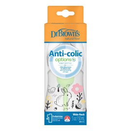 Dr Browns Options+ Πλαστικό Μπιμπερό για 0m με Φαρδύ Λαιμό & Θηλή Σιλικόνης Λαγουδάκι 150ml