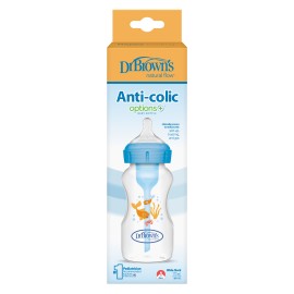 Dr. Browns Options Anti Colic Bottle Wide Neck Blue Πλαστικό Μπιμπερό Κατά των Κολικών με Θηλή Σιλικόνης Μπλε με Σχέδια 270ml [WB9102-INTLX]
