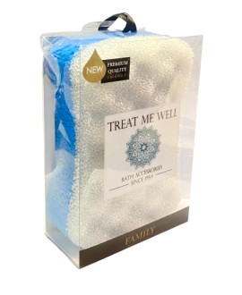 Treat Me Well Family Bath & Shower Sponge 2 in 1 Σφουγγάρι Massage και Απολέπισης Χρώματος Μπλέ 1 Τεμάχιο