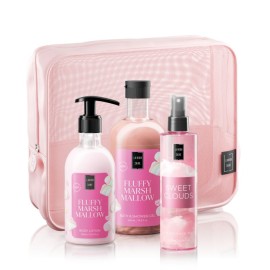 Lavish Care PROMO Fluffy Marshmallow Shower Gel 500ml & Body Lotion με Άρωμα Ζαχαρωτό, Βανίλια & Καραμέλα 300ml & Sweet Clouds Mist 200ml & Νεσεσέρ Ροζ