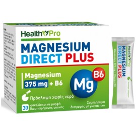 Health Pro Μαγνήσιο Direct Plus 375mg + B6 Χωρίς Χρήση Νερού 30 Φακελίσκοι