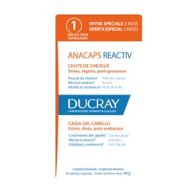 Ducray Anacaps Reactiv Συμπλήρωμα Διατροφής Διεγείρει την Τριχοφυϊα 90 Κάψουλες Αγωγή 3 Μηνών