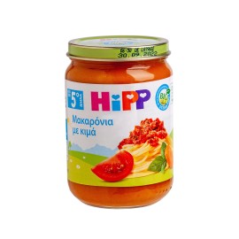 Hipp BIO Βρεφικό Γεύμα Μακαρόνια με Κιμά & Φρέσκια Τομάτα για Βρέφη από τον 5ο Μήνα 190gr