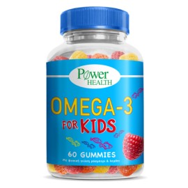 Power Health Omega 3 Kids Gummies Παιδικό Συμπλήρωμα Διατροφής με Ωμέγα-3 &  Βιταμίνες D3, Ε, Γεύση Ράσμπερι & Λεμόνι 60 Ζελεδάκια