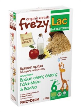 Frezyderm Frezylac Βιολογική Βρεφική Κρέμα Βρώμης Ολικής Άλεσης με Γάλα, Μήλο και Βανίλια από τον 6ο Μήνα 200gr