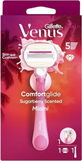 Gillette Venus Comfort Glide Γυναικεία Ξυριστική Μηχανή 1 Τεμάχιο & 1 Ανταλλακτικό & 1 Βάση Ντους