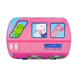 Curaprox Kids Travel Set για 6-12 Ετών Ροζ με Οδοντόβουρτσα Ταξιδίου 1 Τεμάχιο & Οδοντόκρεμα Καρπούζι 10ml & Μεσοδόντια Βουρτσάκια 2 Τεμάχια