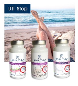 Healthia Bundle [Uti-Stop] D-Mannose Complex Συμπλήρωμα για το Ουροποιητικό Σύστημα 60 Φυτικές Κάψουλες - Lady Probio Προβιοτικά για Γυναίκες 60 Κάψουλες Βραδείας Αποδέσμευσης - Uri-Amina 60 Κάψουλες